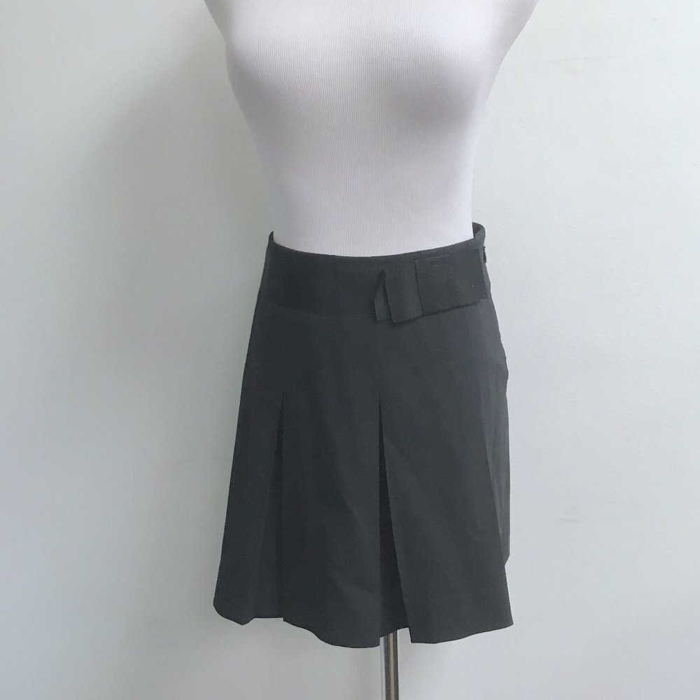 Theory black pleated mini skirt wool classic 6